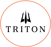 Triton logo with a stylized trident symbol above the word 'TRITON' inside a circular border