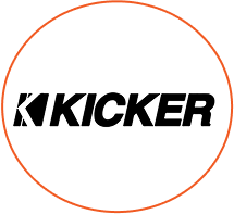 KICKER logo in black text on a white background with a red border