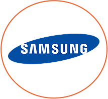 Samsung logo on a white background.