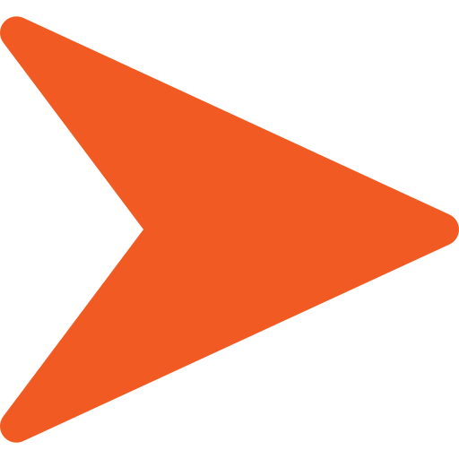 Orange triangular play button icon on a black background.