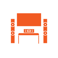 Audio system with a central control unit and two speakers.