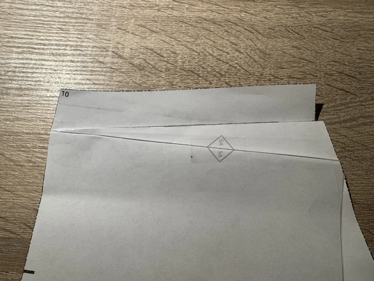 Newly shaped pattern piece after folding the drawn lines together