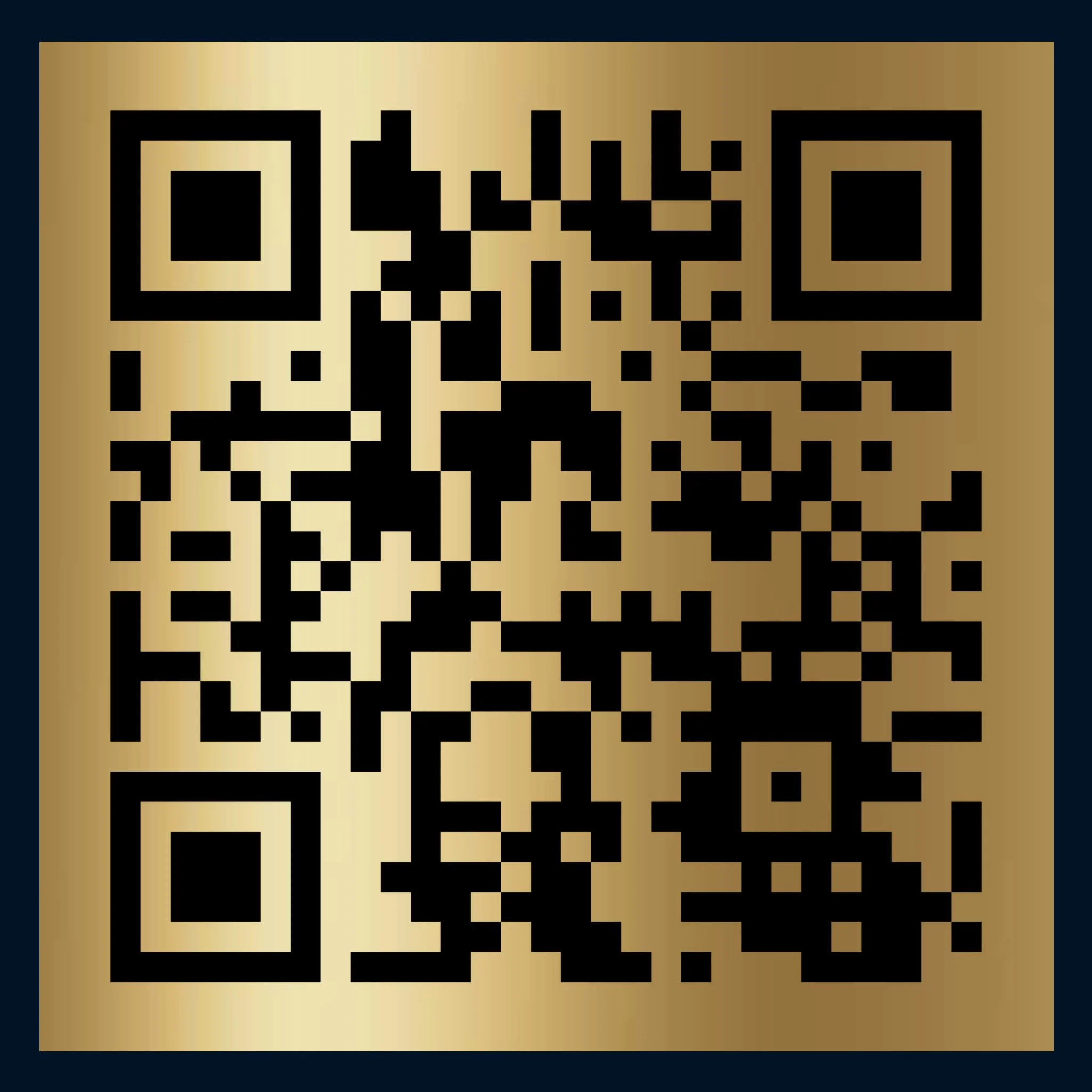 Ein QR-Code auf einem goldfarbenen Hintergrund.