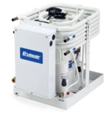 Electrical control board with wires, relays, and a digital display showing 'HI'.