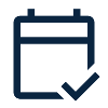Icon of a calendar with a checkmark.