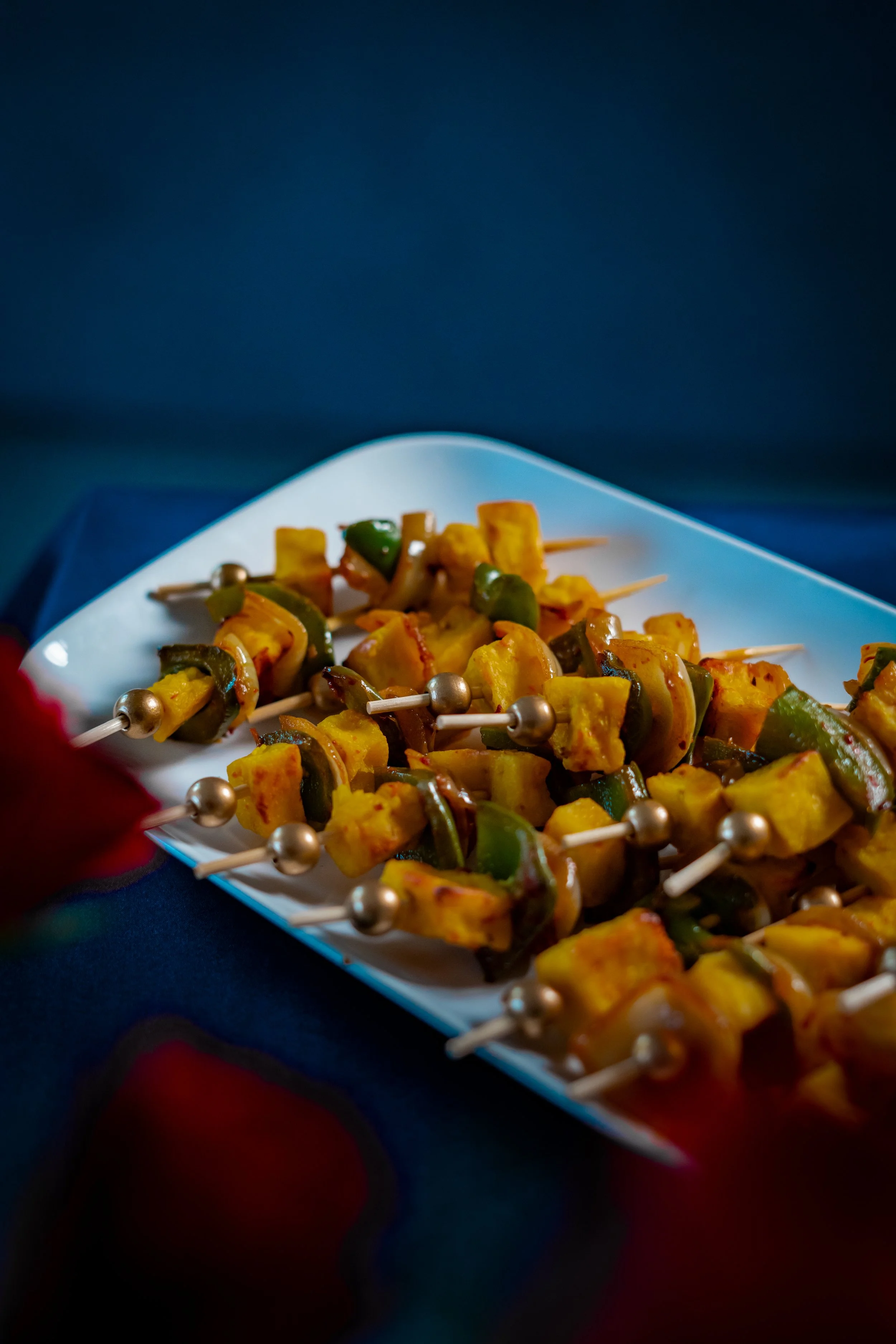 close up of paneer platter
