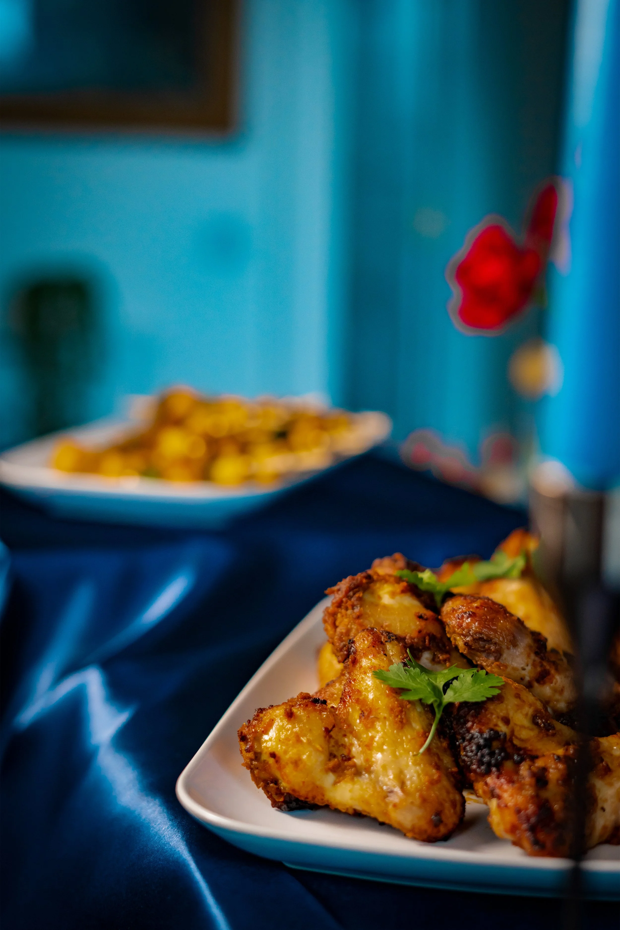 portrait of paneer and chicken lollipops 