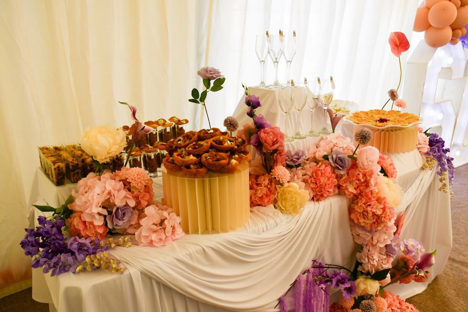 Birthday Party Floral arrangement with food .jpeg