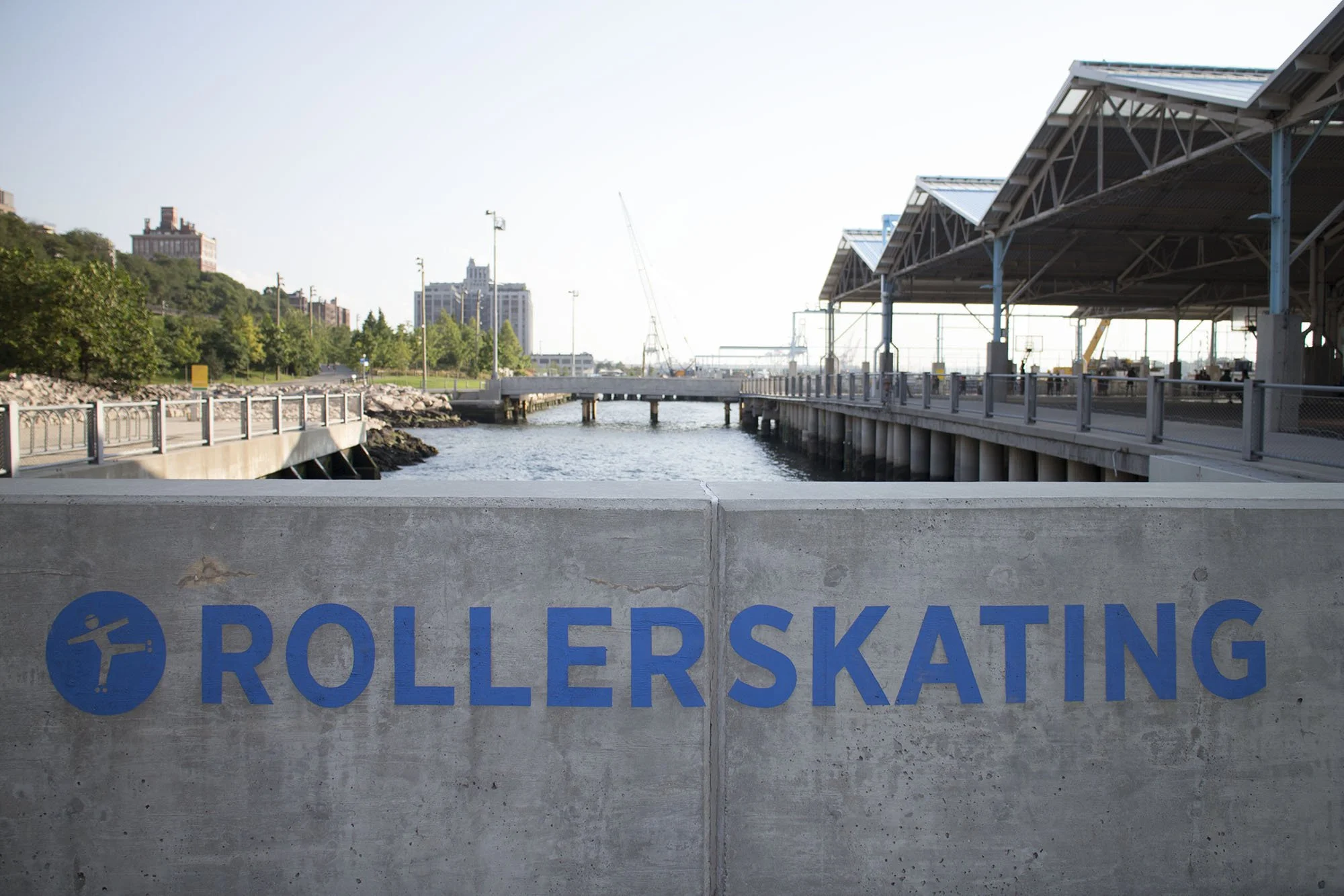 Concrete barrier with blue 