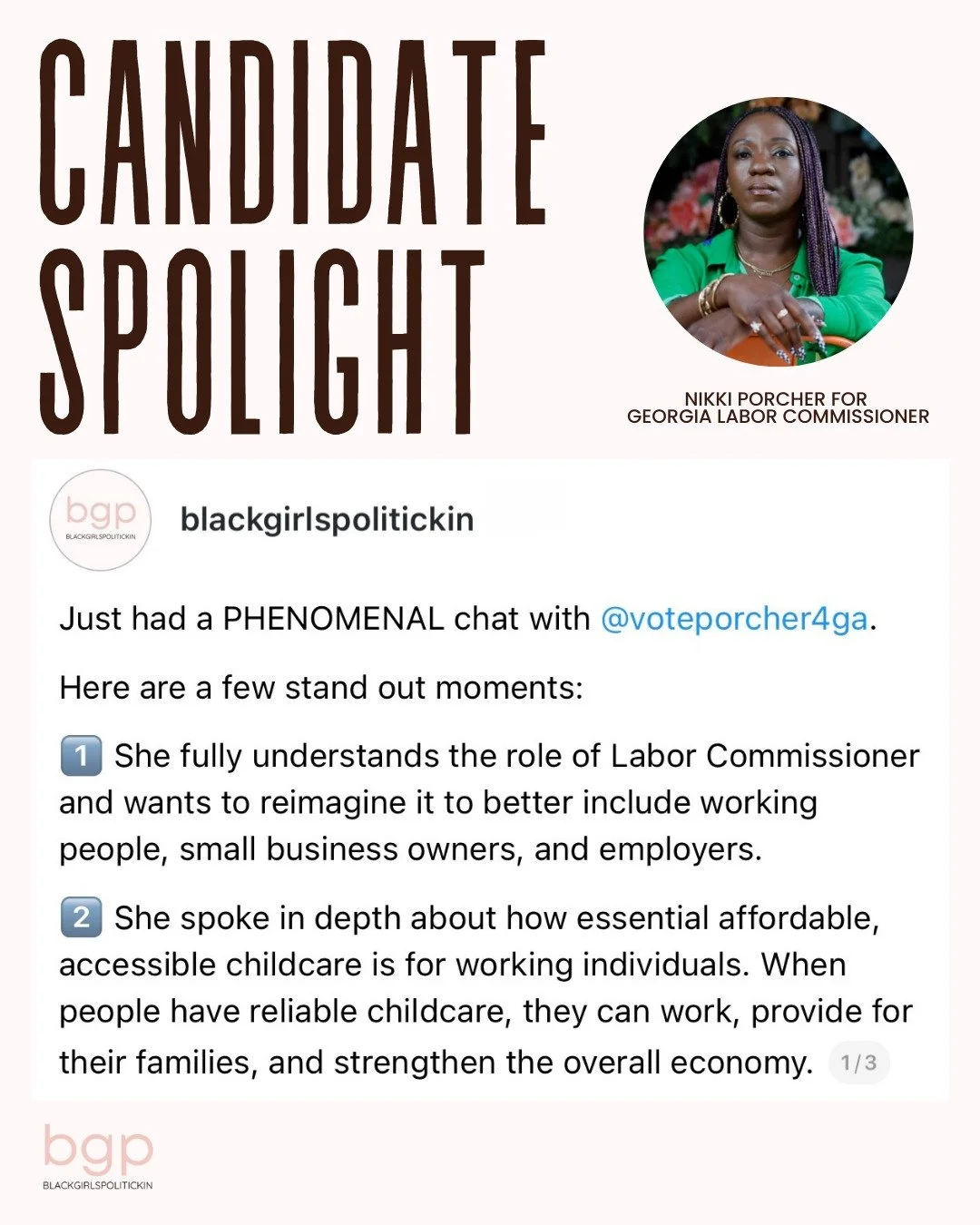 Meeting with
@voteporcher4ga was truly a breath of fresh air. She is passionate about working people, bringing change for working people, and ensuring that Georgia-residents get the representation that they deserve.

To learn more about her campaign,