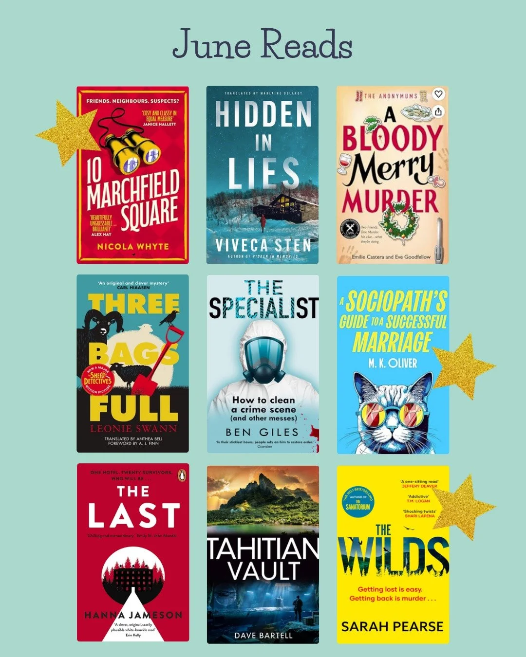 June Reads!

After a few months of less reading, I'm back up to speed with nine reads. 

But I'm breaking my own rules this month because I have three favourites, that were all solid 5* books. 

In order of reading, because I cannot and will not choo