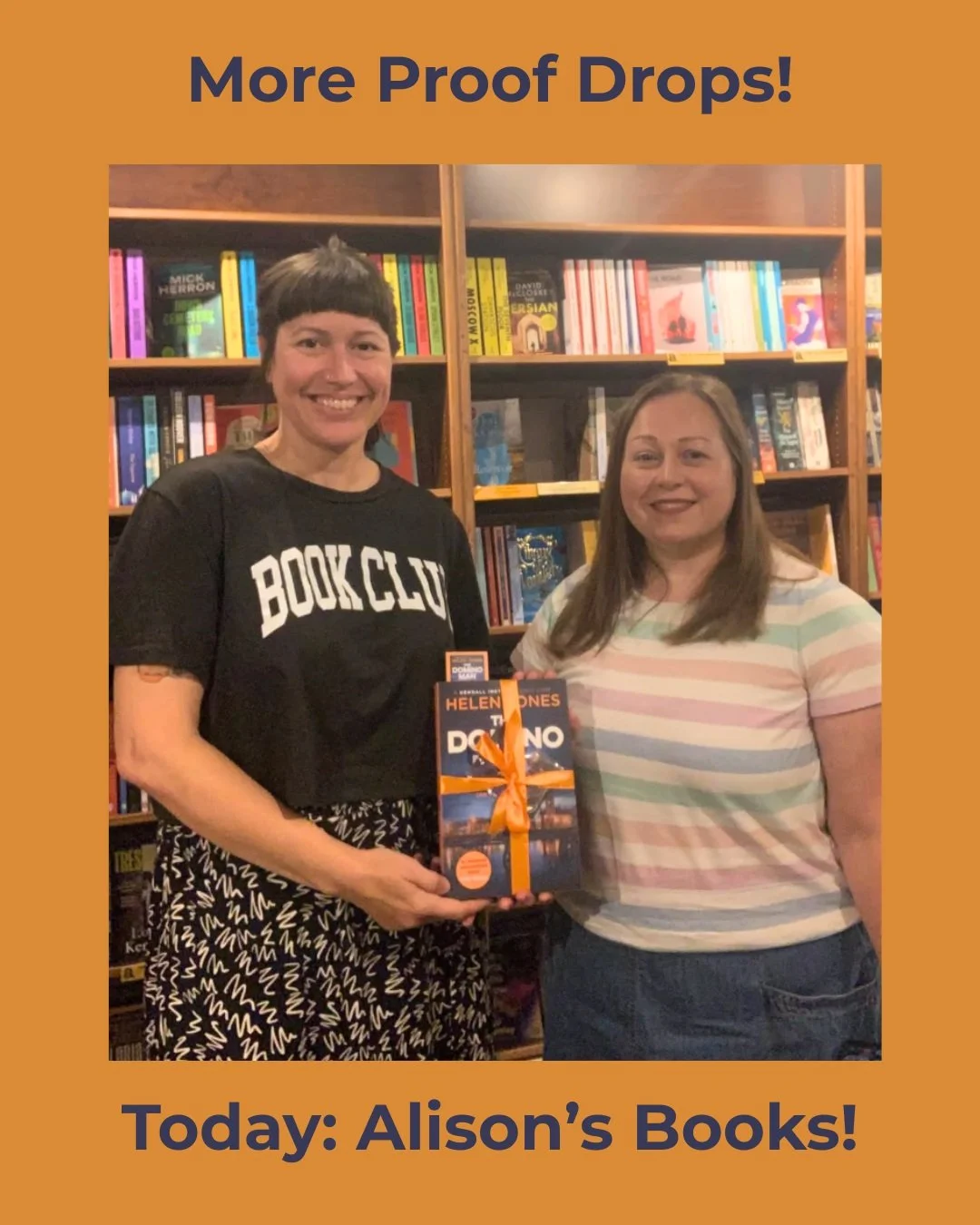 Another proof drop today with Catherine at @alisons_bookshop in Tewkesbury! 

Thanks so much for the lovely long chat about all things crime, books, local authors and festivals 🥰

#proofdrops #thedominoman