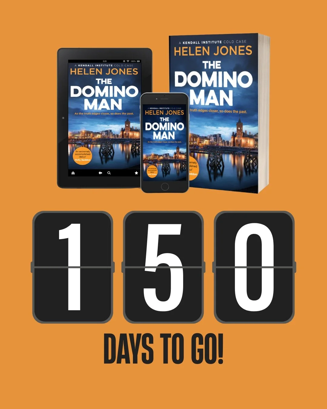 It's 150 days until my debut novel is out! 

On 14 January 2027, The Domino Man will be released in paperback, ebook and audiobook, and I can't wait!

If you're looking forward to getting your paws on your own copy, pre-order links are in my bio.

Or