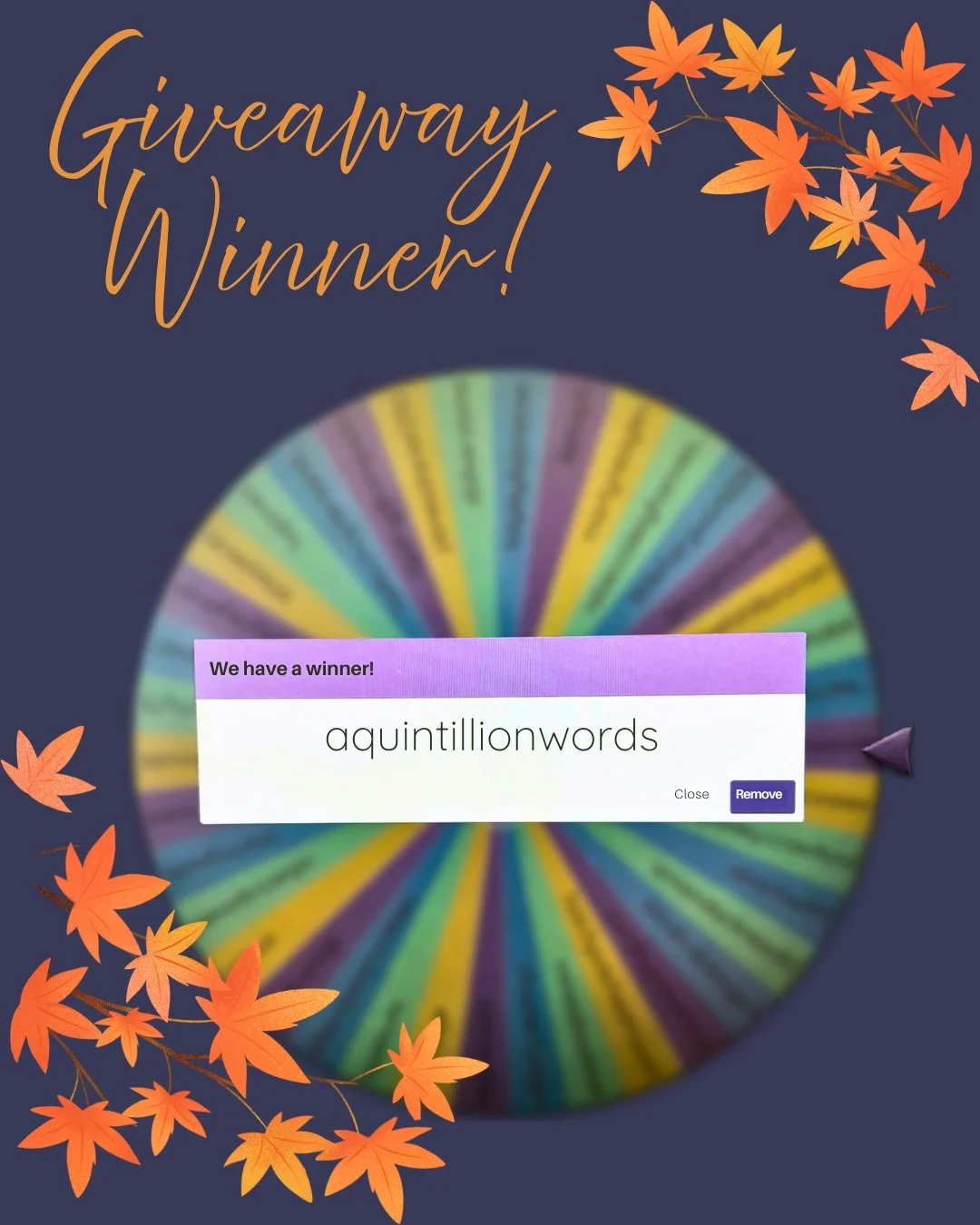 And the winner is... @aquintillionwords! 🎉

Congratulations Emily, the autumn bundle will be winging its way to you this weekend! 

Thank you to everyone who entered and signed up for my mailing list. I hope you enjoyed the October newsletter. Keep 