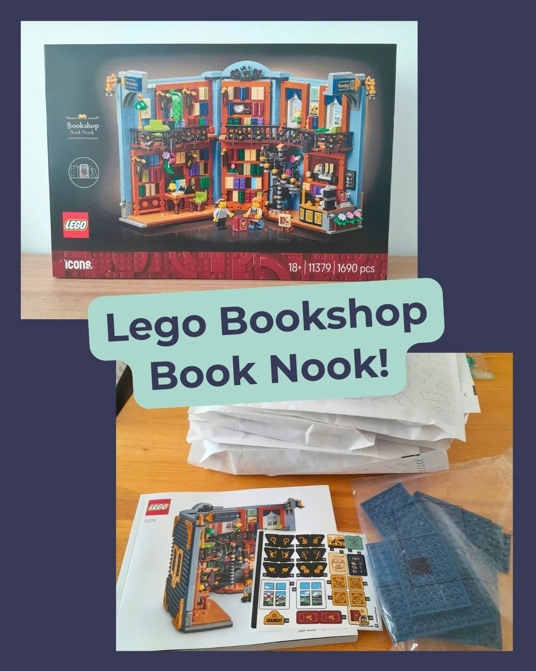 It's been a little while since my last Lego post, so let me introduce you to the Bookshop Book Nook!

My lovely husband bought this for me for our anniversary (technically next weekend, but who's counting!) so I've spent this weekend bricking out. 


