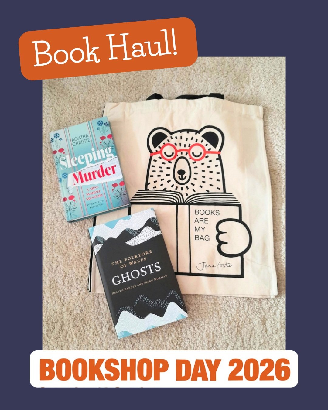 Since it was Bookshop Day yesterday, I decided to treat myself with... 

❤️ This year's @booksaremybag tote, beautifully designed by @janefosterdesigns,
❤️ The 50th anniversary edition of 'Sleeping Murder' by Agatha Christie, and
❤️ 'The Folklore of 