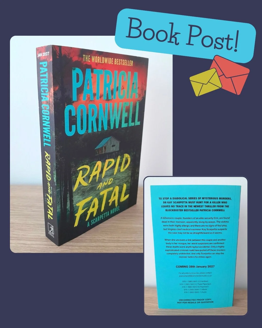 Just when I thought having two new books this weekend was enough, I find myself being very lucky today too!

Today's book post is 'Rapid and Fatal', the 30th book in the fabulous Scarpetta series from the frankly unstoppable @1pcornwell !

Huge thank