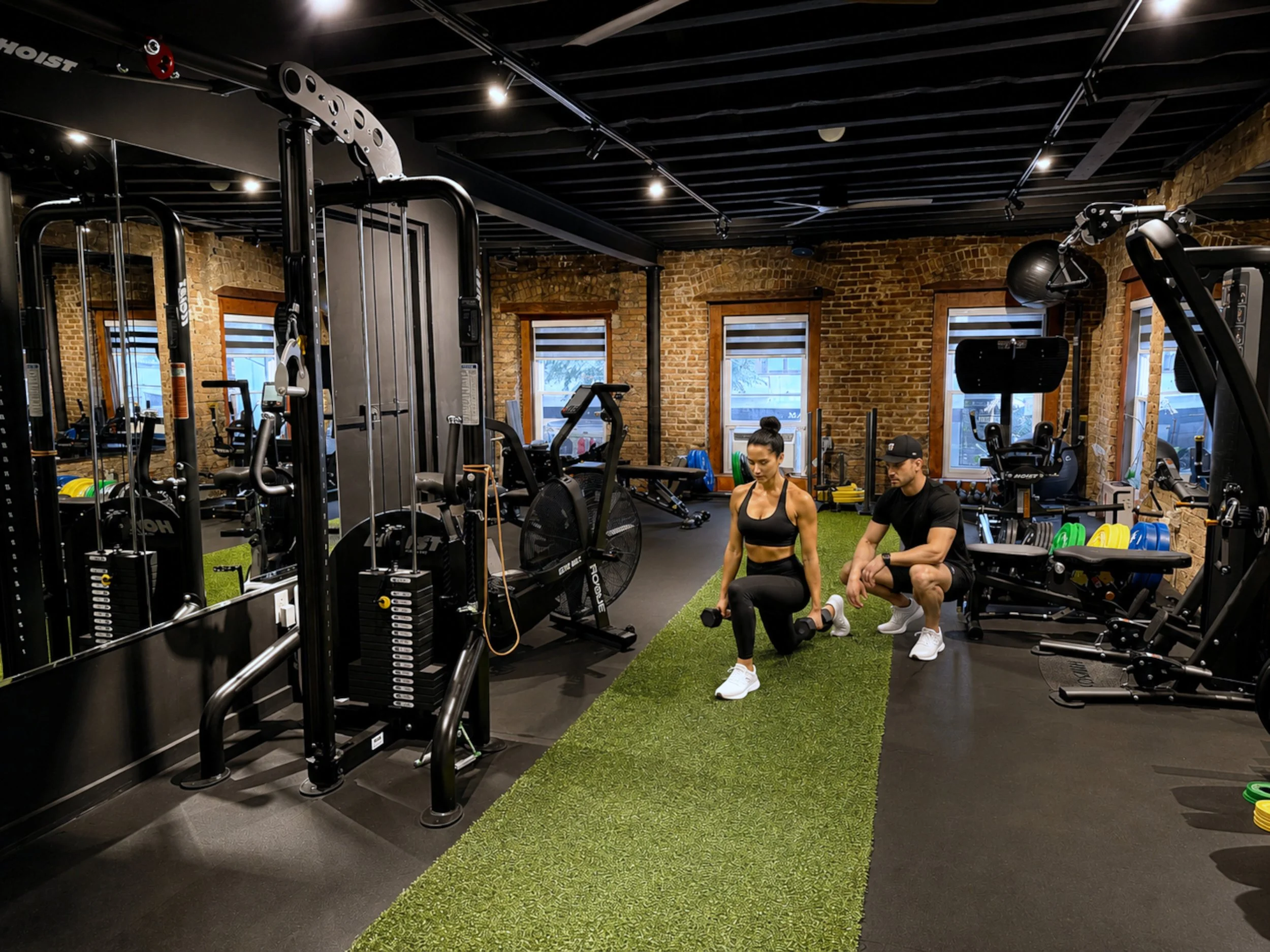 Gym Overview with client doing lunges.jpg