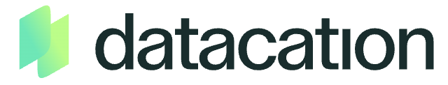 Datacation logo with green and teal overlapping shapes and black text