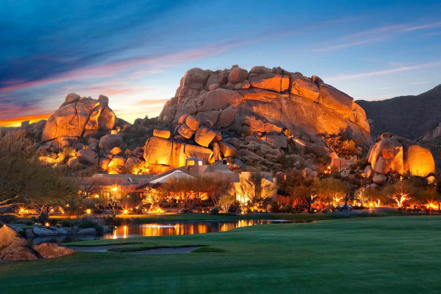 Boulders Resort & Spa at night in Carefree, Arizona