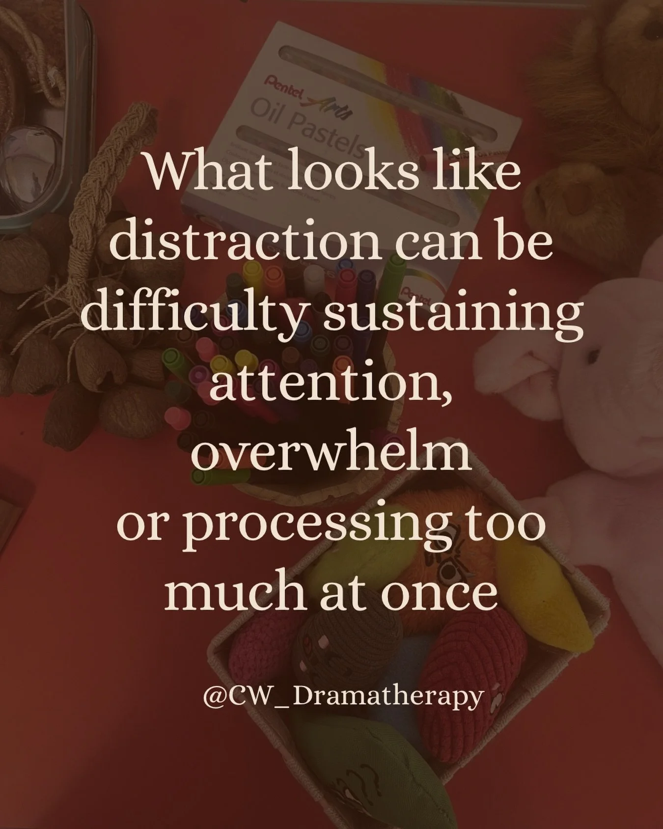 A reminder that attention is not always about effort. It can be shaped by how much is happening internally at any given time.

#dramatherapy #adhdawareness #childmentalhealth #traumainformed #mentalhealthpractice