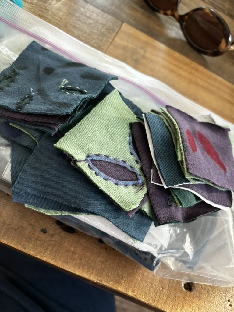 Sewing samples hand stitch applique fabric sewing