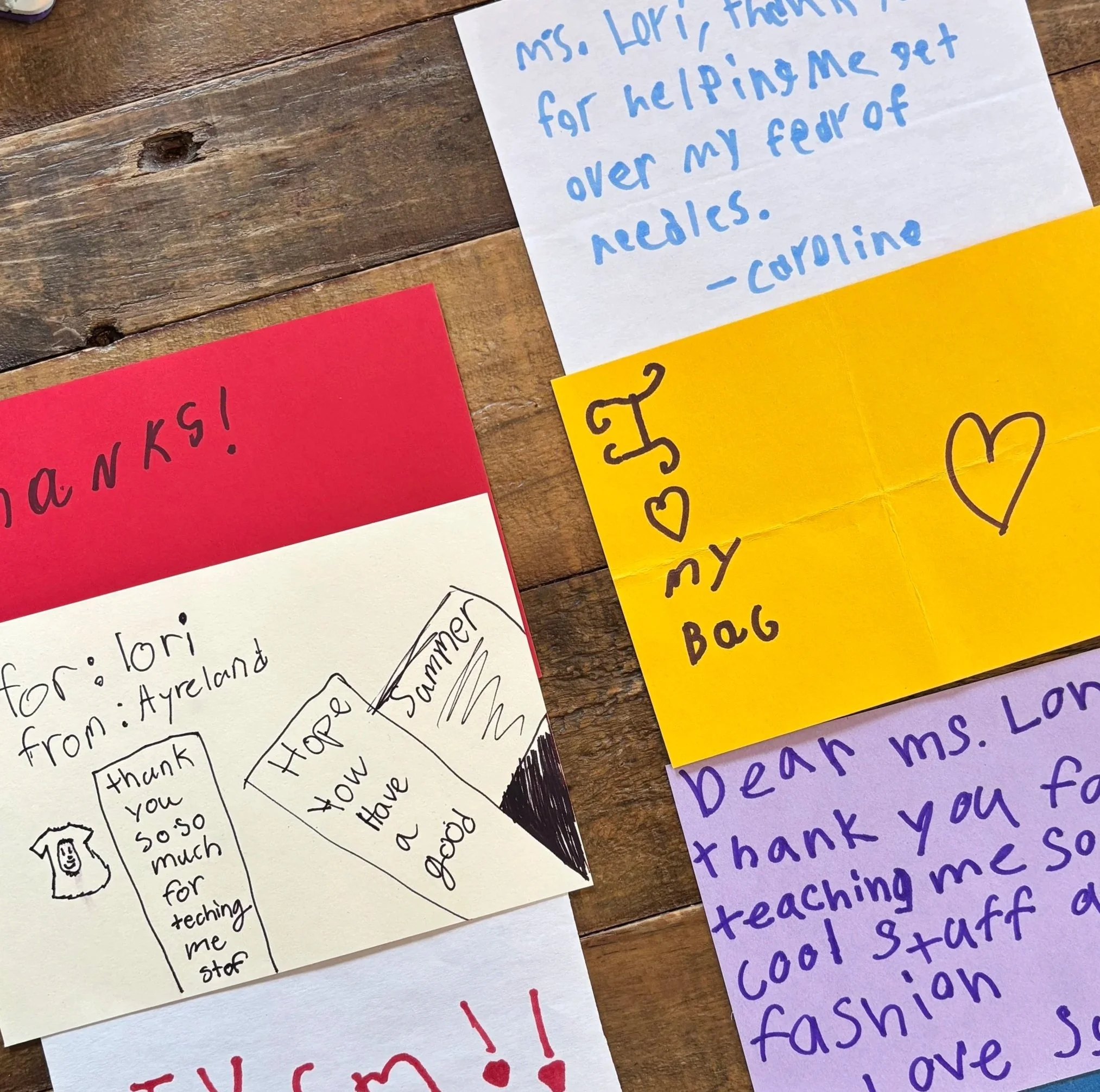 thank you notes from children who learned to sew from this teacher gratitude from kids reviews from kids