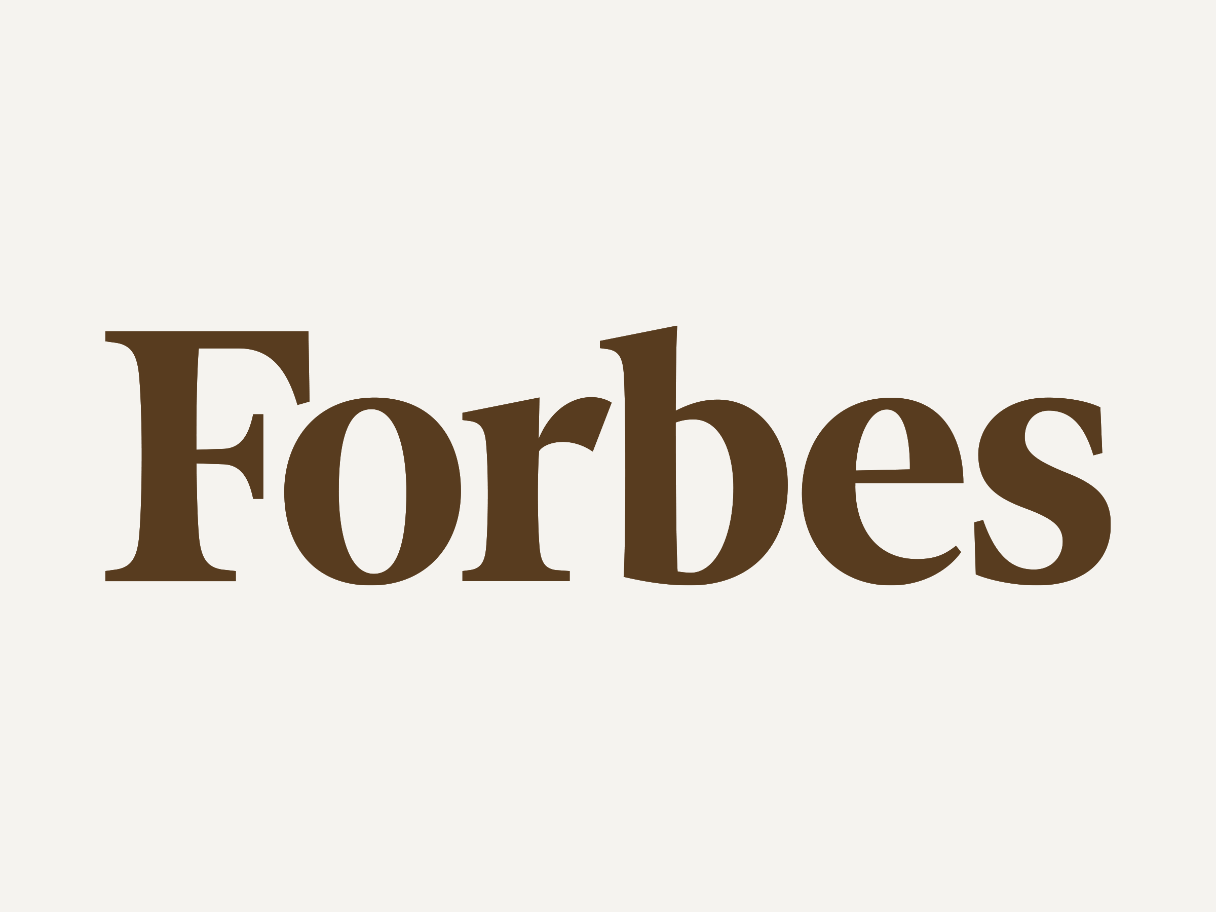 Forbes logo in large brown font on a light background.
