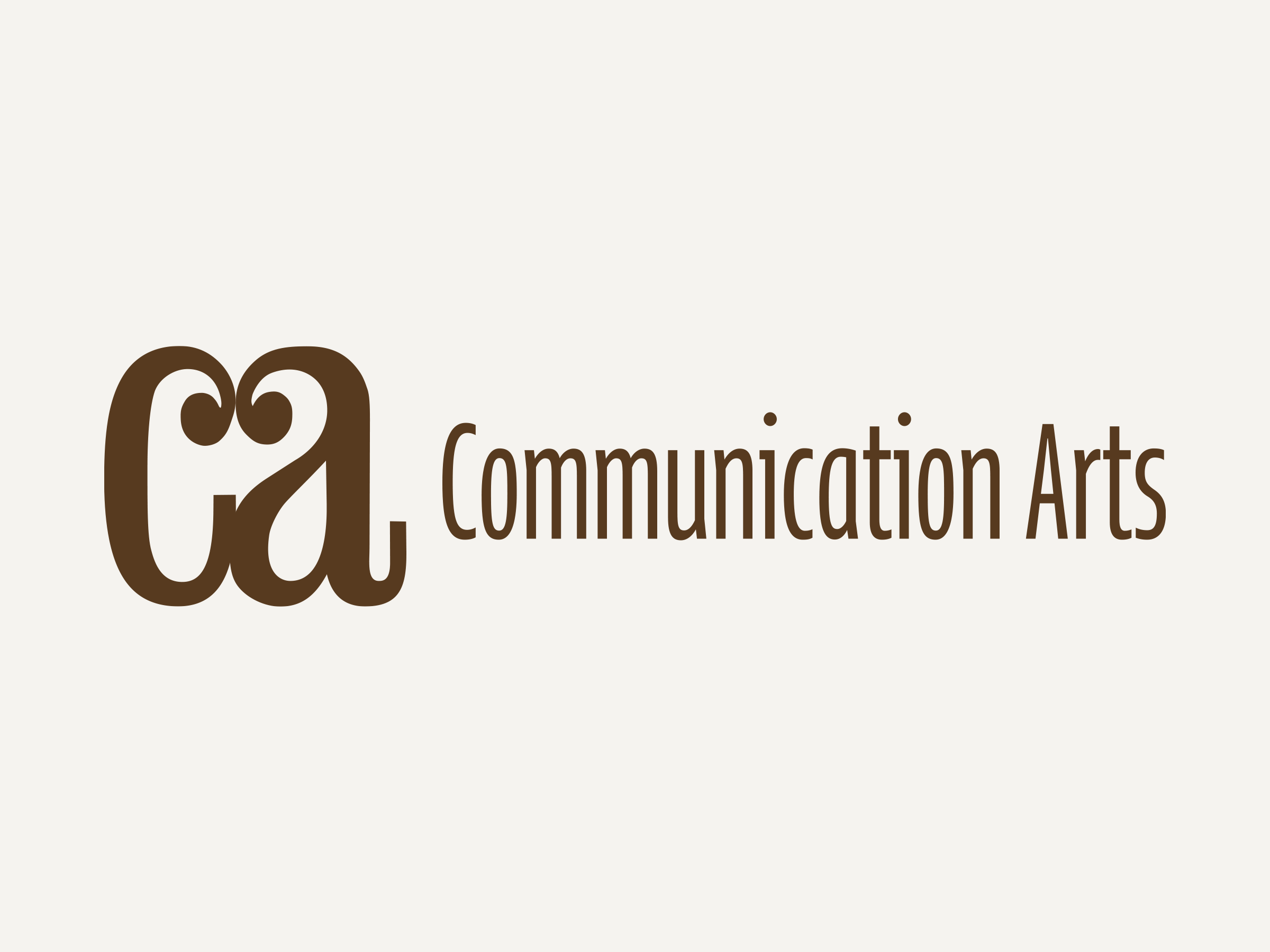 Logo for Communication Arts featuring stylized lowercase 'ca' in brown and the words 'Communication Arts' in brown font.