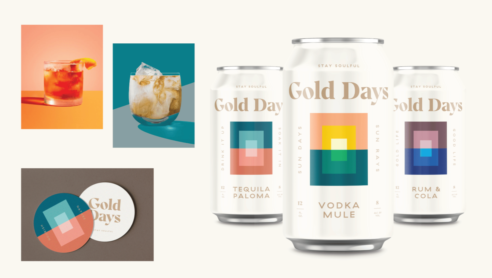 branding work showing spirits packaging for Gold Days - work by BLVR®