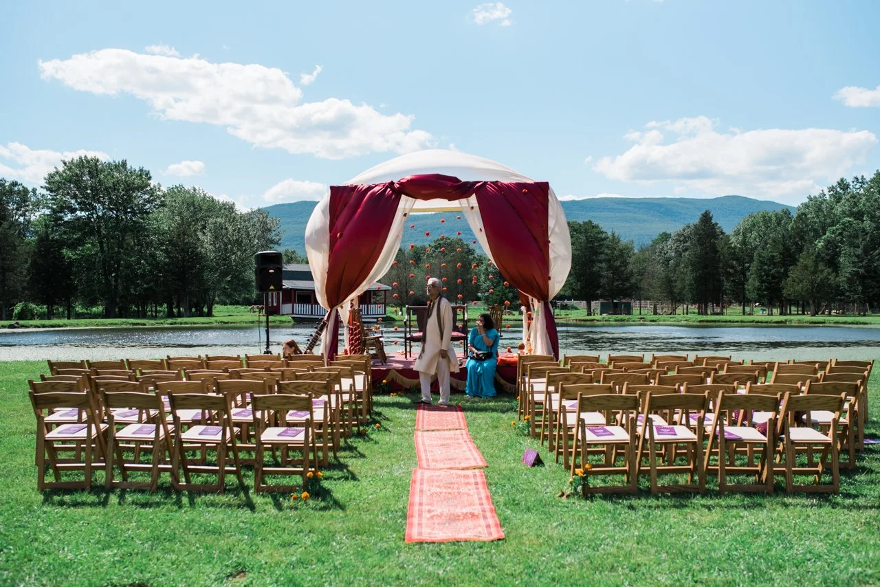 Floral garden mandap ceremony at The Kaaterskill Inn wedding