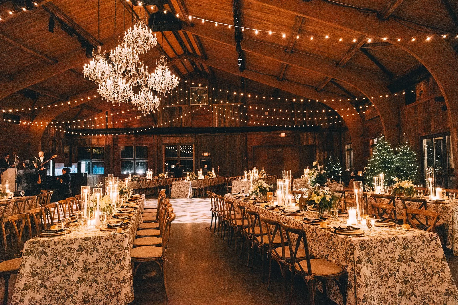 Wedding reception layout with guest tables and seating at a New York wedding venue.