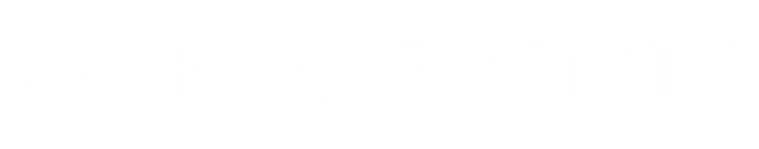 Logo with the words 'MARGO EVENTS' in stylized white text on a black background.
