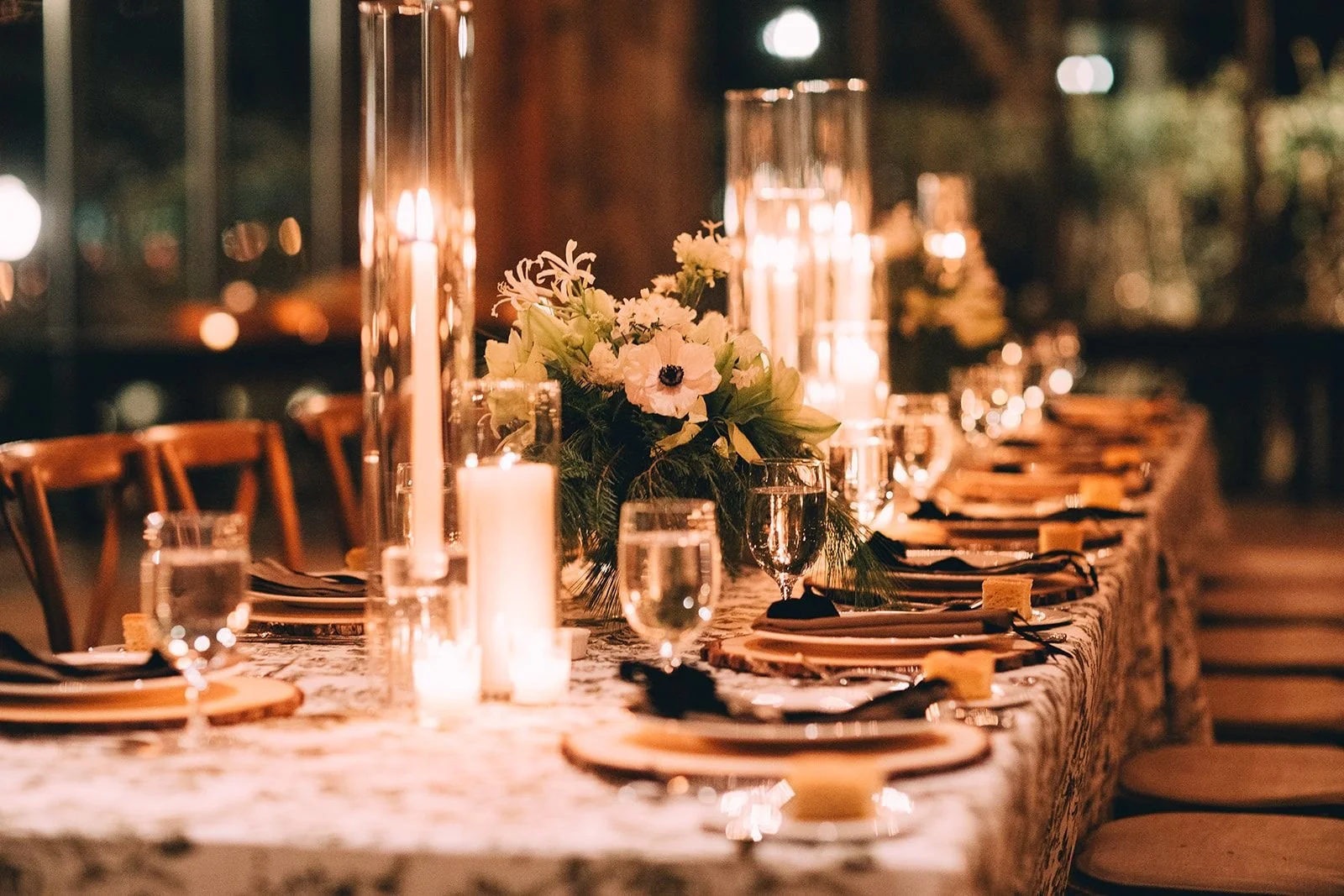 Outdoor welcome dinner during a Hudson Valley wedding weekend at Cedar Lakes Estate