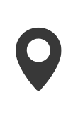 A black location pin icon on a transparent background.