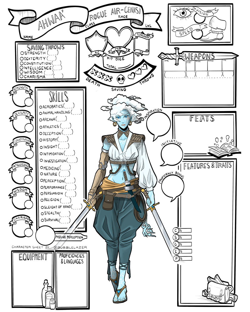 Custom Character Sheet Add on — Bubblelazer Art