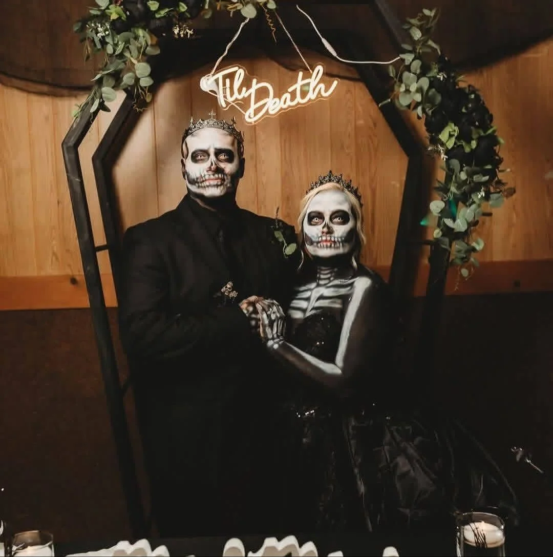 Mary &amp; Kyle understood the assignment &mdash; &rsquo;til death do us part. 💀🖤

After saying &ldquo;I do&rdquo; in Mexico, they came home to Pittsburgh for a Halloween reception costume party that was straight-up life goals. I had the honor of c