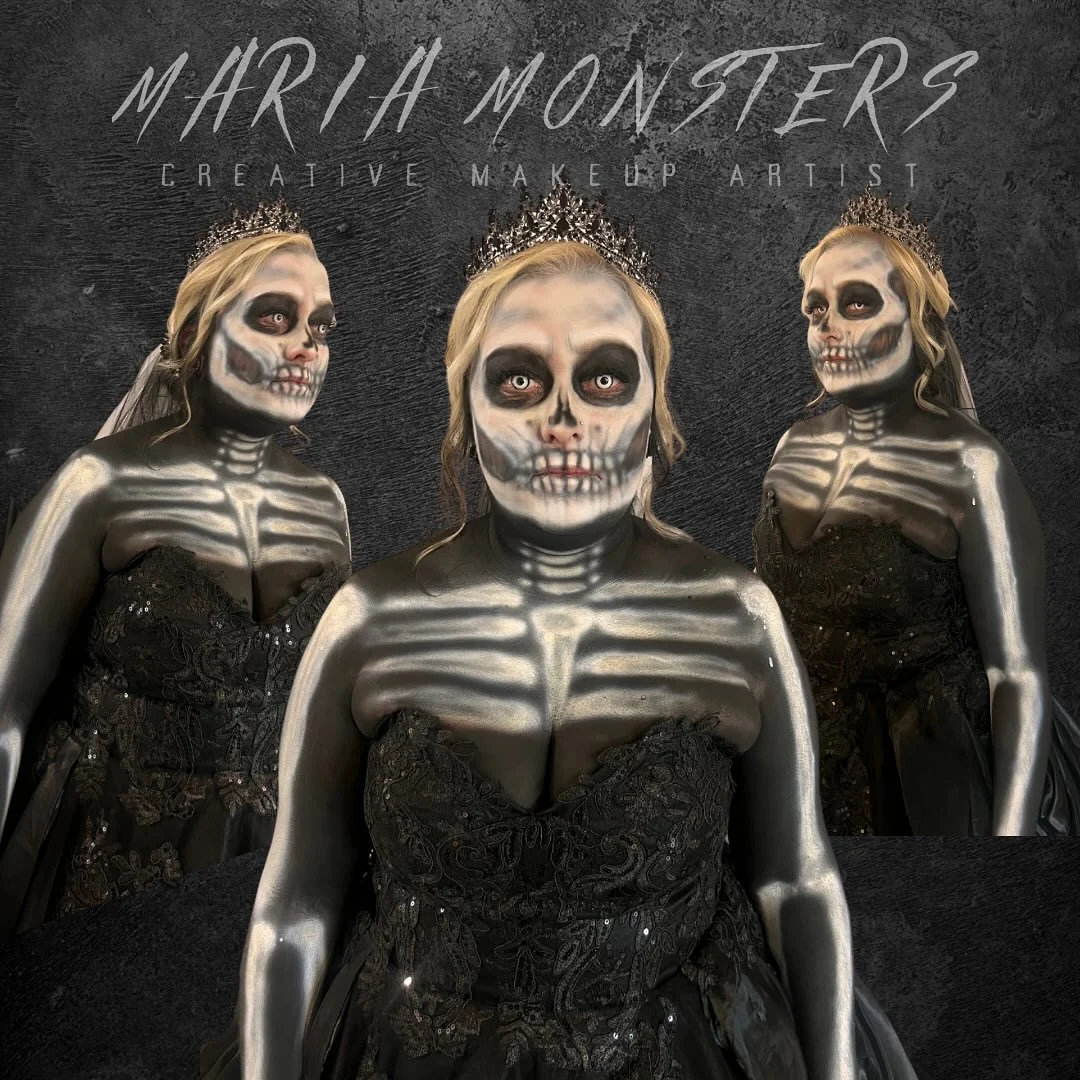 Beyond honored to paint the stunning Mary and bring her Skeleton Bride vision to life. 🕯️

Fresh from her wedding in Mexico, she returned to Pittsburgh for a Halloween reception straight out of a ghost story &mdash; elegant, eerie, and unforgettable