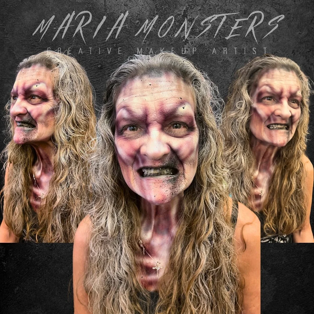 She&rsquo;s not the kind of witch you find in storybooks.
This one was born from fog, dirt, and whispered curses. 🕯️

Created for a haunted attraction using an Iwata Eclipse Airbrush, EBA Performance Endura Alcohol-Activated Paints, and the Mehron P