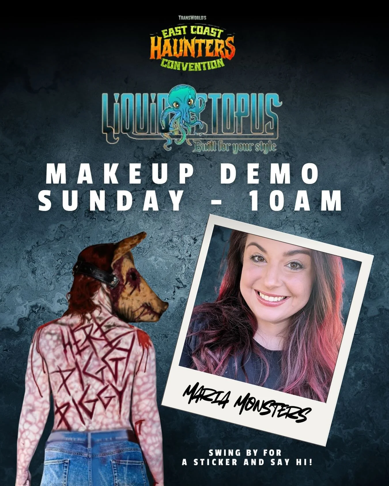 TOMORROW. WE SLING PAINT!!! 🩸

Your favorite monster&rsquo;s favorite monster is officially hitting the demo stage 🤍

I&rsquo;ll be doing a LIVE makeup demo at East Coast Haunters Convention with Liquid Octopus and I am about to go insane with this