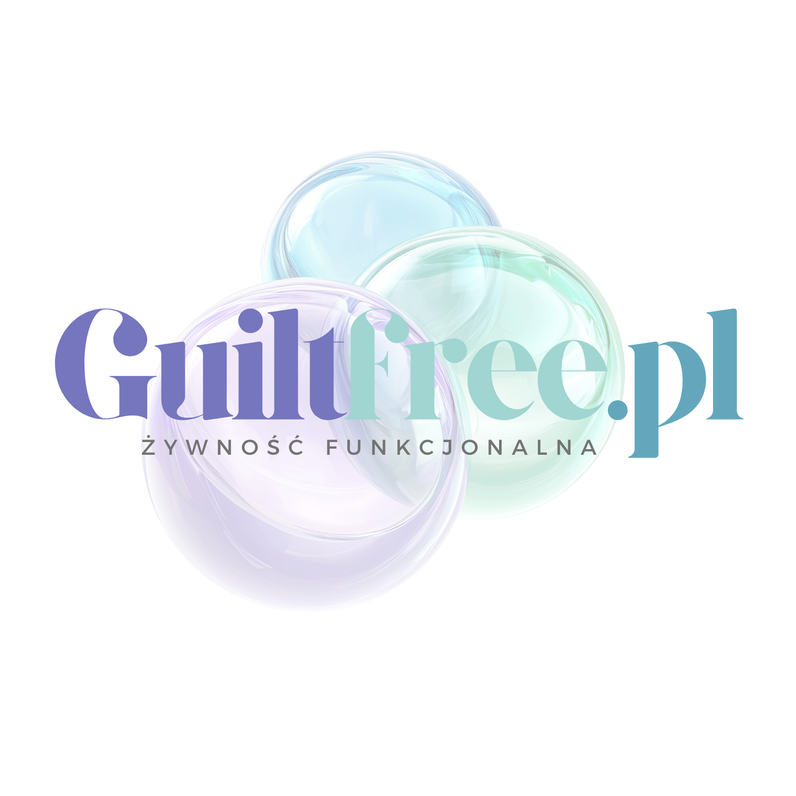 Colorful, translucent spheres with text overlay in Polish that says 'Gillife ŻYWNOŚĆ FUNKCJONALNA'.
