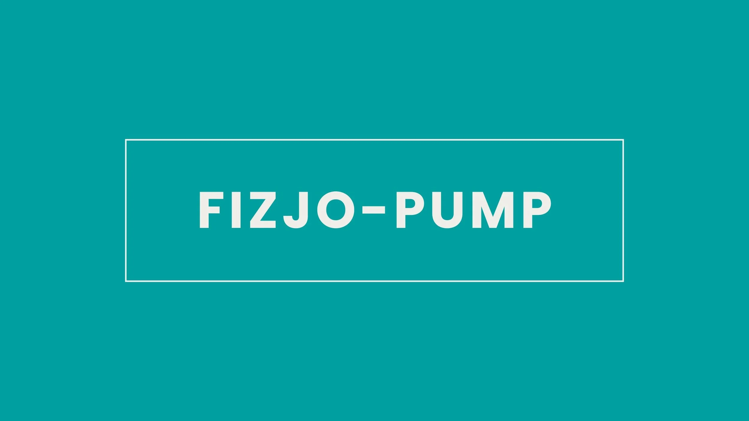 Text reading 'FIZJO-PUMP' on a teal background.