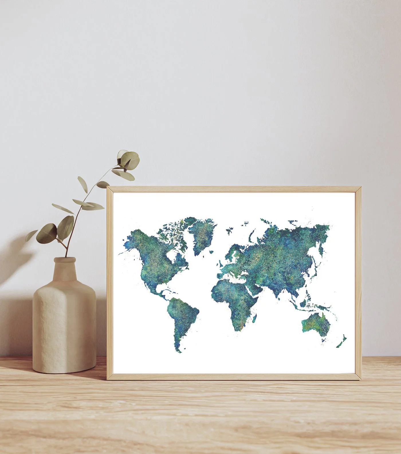 World Map in Marine - Watercolour Maps Series