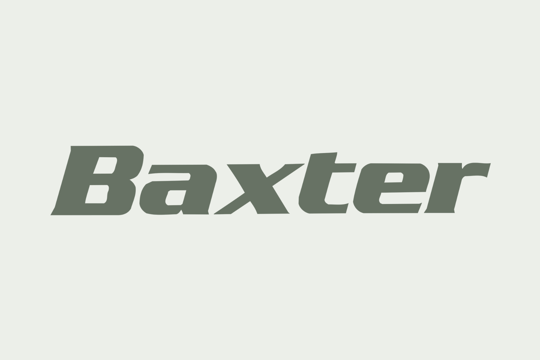 Baxter logo in bold, gray text on a light background.