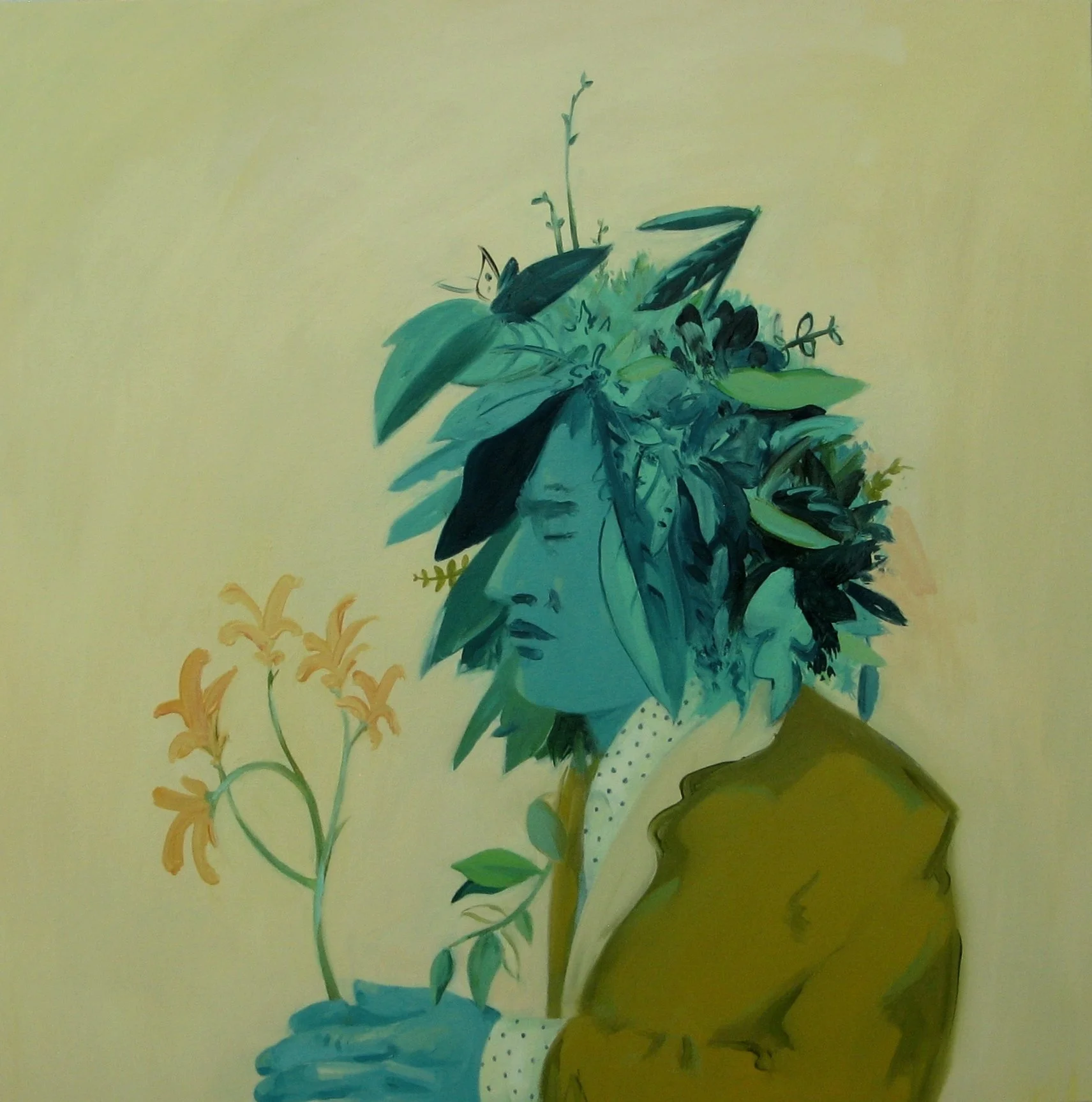 head adorned with flora