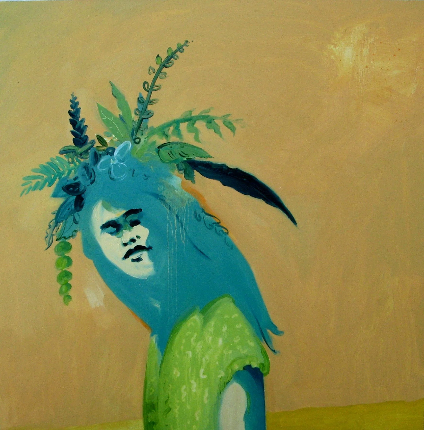 female head adorned with flora