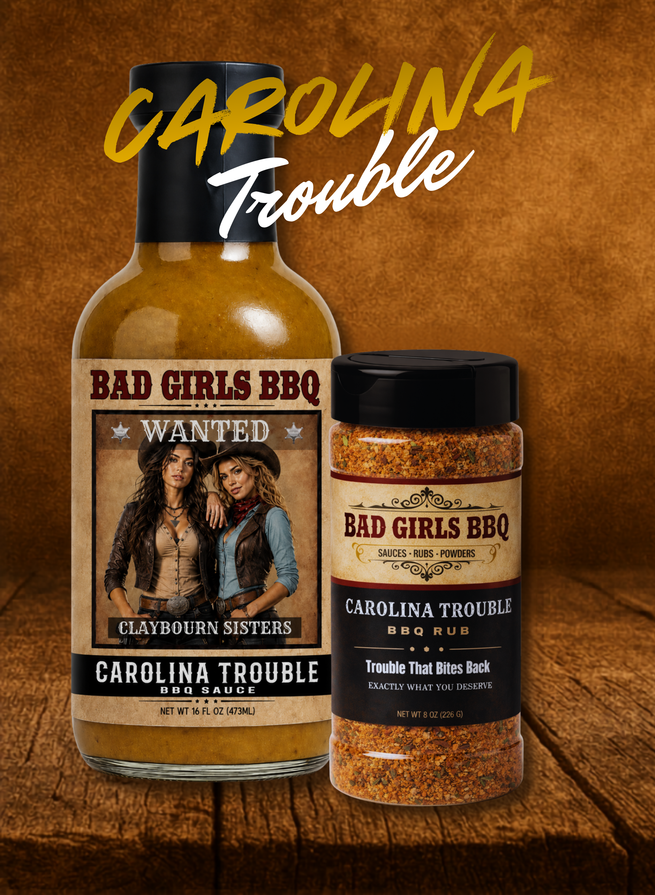 Claybourn Sisters ~ Carolina Trouble Sauce + Rub Set