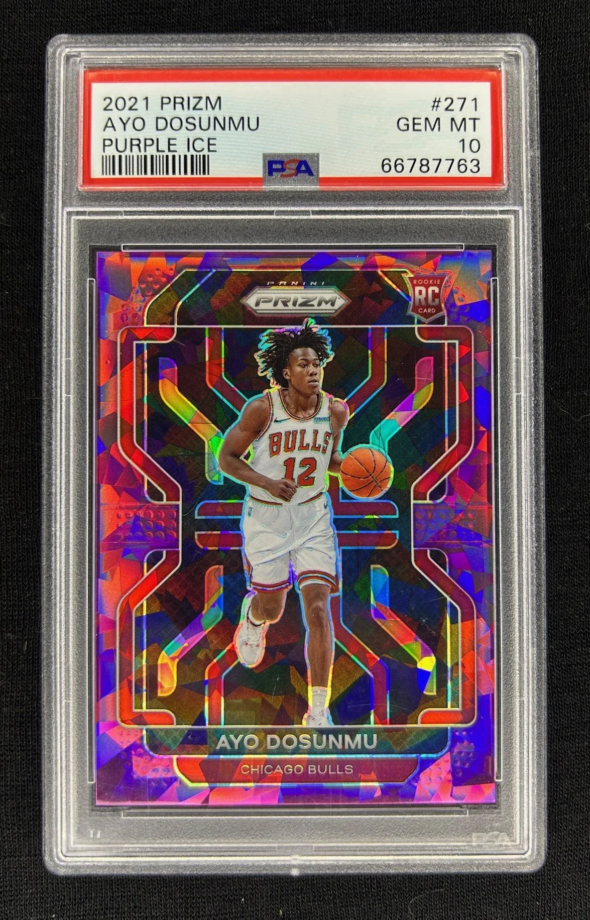 5x3: 2021 Prizm #271, Ayo Dosunmu RC, Purple Ice, /149 - PSA 10
