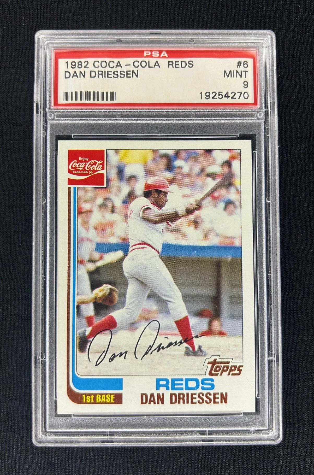 5x5: 1982 Coca-Cola Reds #6, Dan Driessen, PSA 9