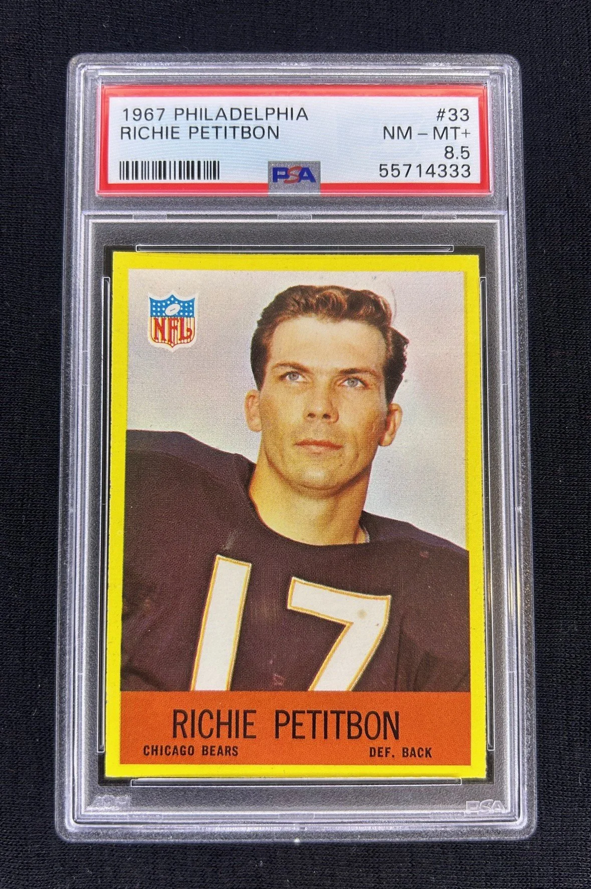 5x5: 1967 Philadelphia #33, PSA 8.5 - Richie Petitbon (Chicago Bears)